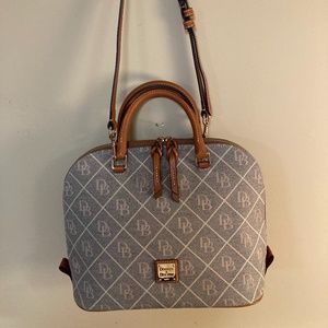 Dooney and Bourke gray and tan signature shoulder bag